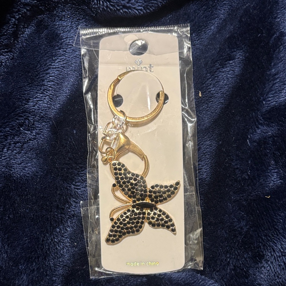 Gold and Black Butterfly Keychain